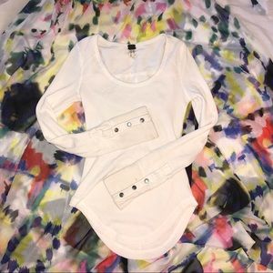 We the Free Thermal long sleeve white top small Free People
